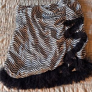 Zebra Print Fringe Skirt